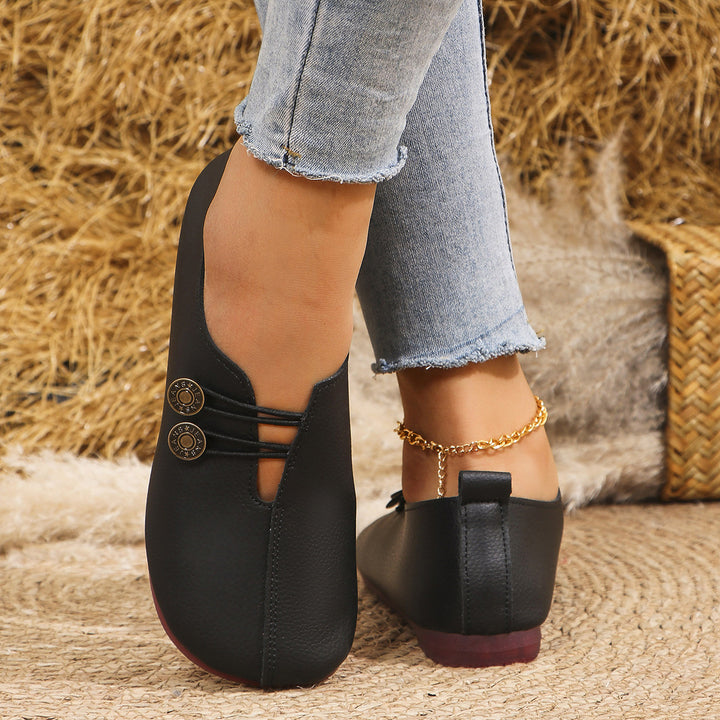 Vintage Square Toe Cutout Slip On Flats