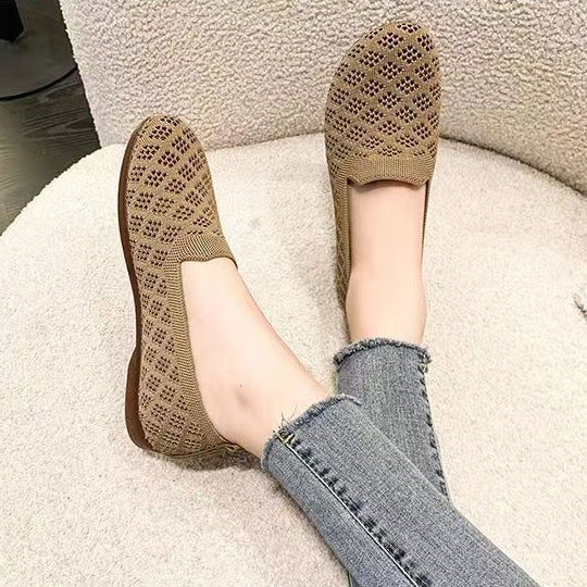 Summer Cut-Out Knit Comfort Slip-On Flats