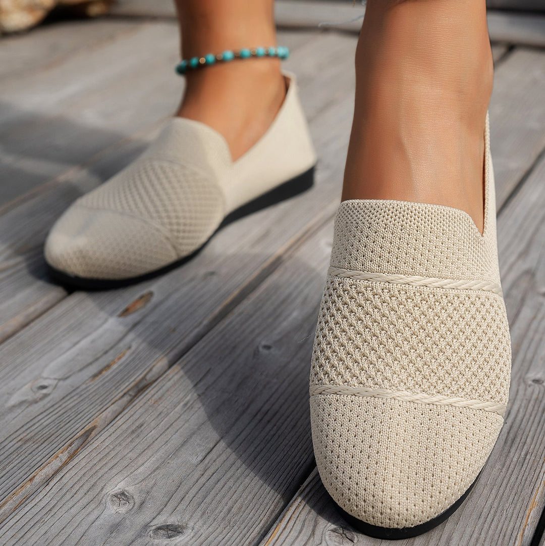 Women Round Toe Knit Ballet Flats