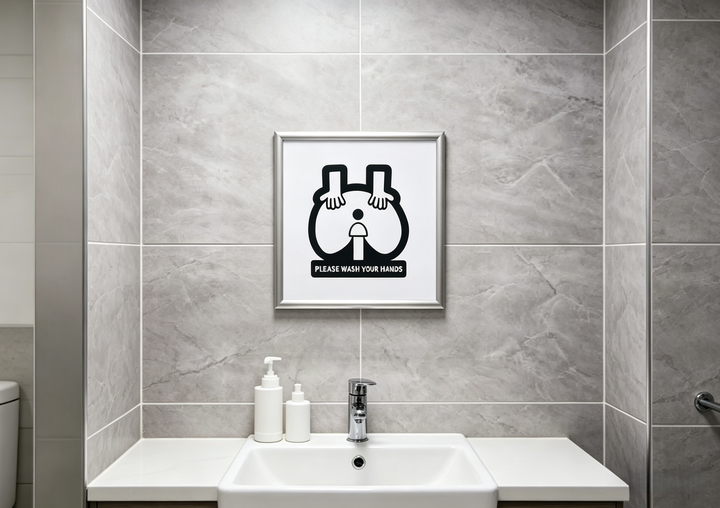 Fun drawing of "Please wash your hands"