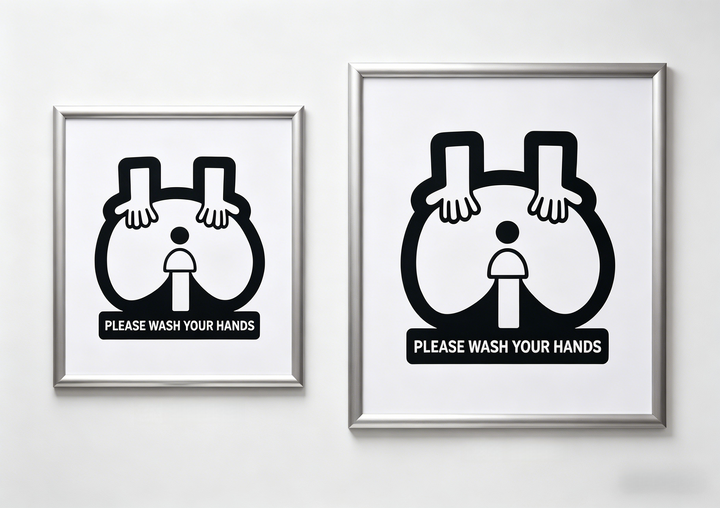 Fun drawing of "Please wash your hands"