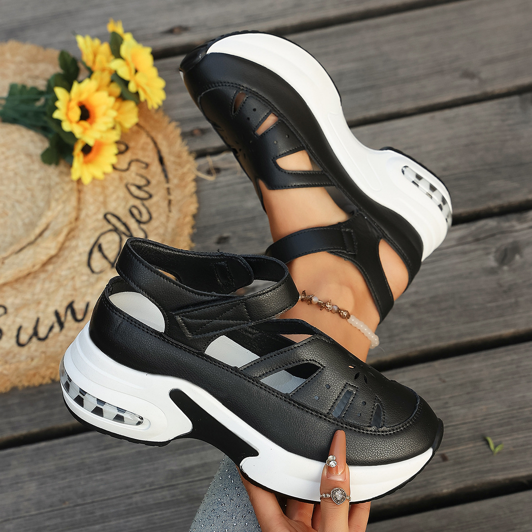 Wedge platform shoes with cutouts