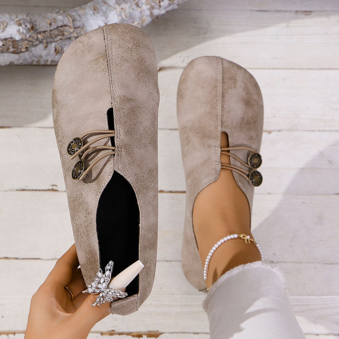 Vintage Square Toe Cutout Slip On Flats