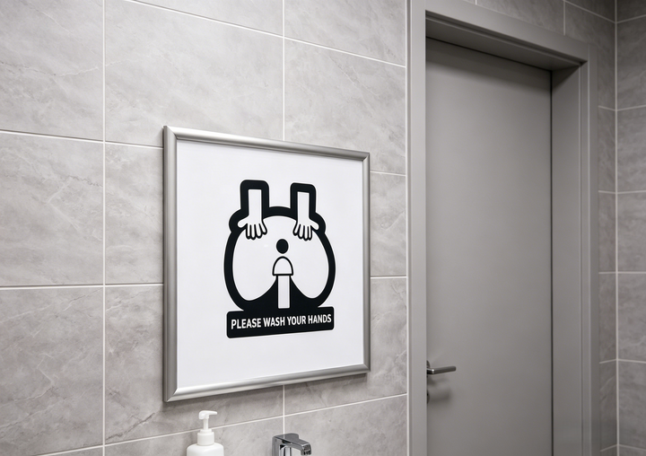 Fun drawing of "Please wash your hands"