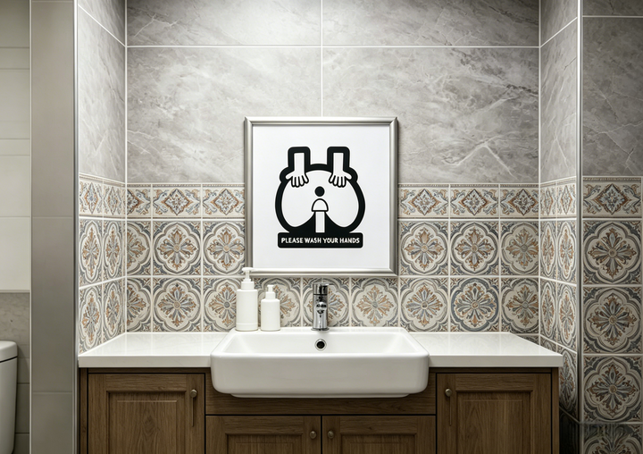 Fun drawing of "Please wash your hands"