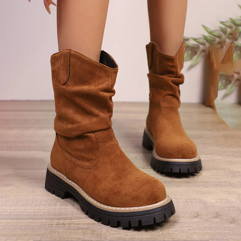 Suede Platform Martin Boots