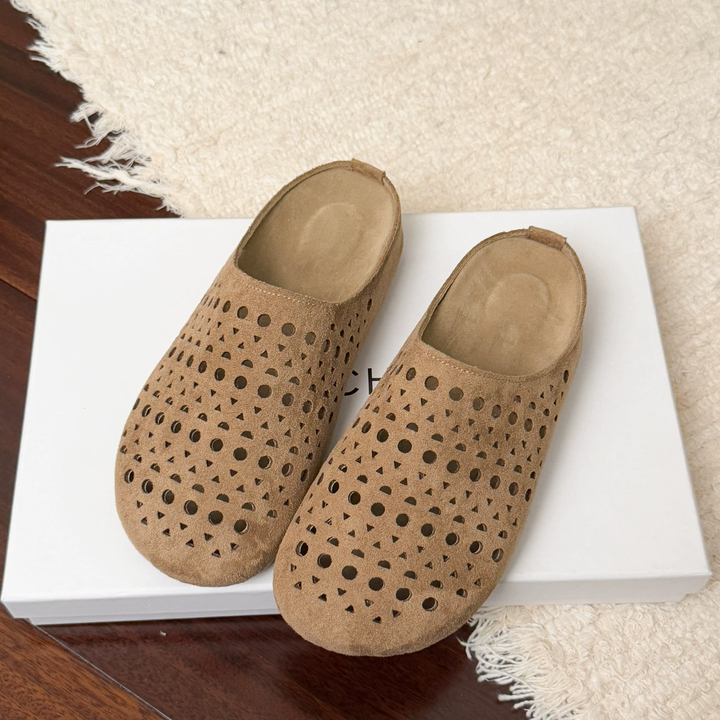 Casual Hollow Out Round Toe Flat Mules