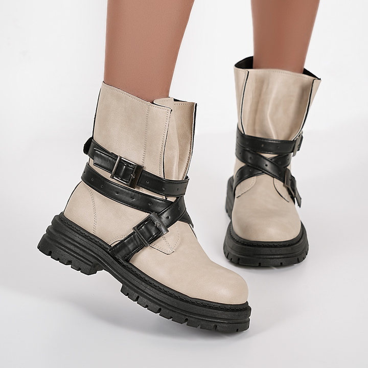 Buckle Strap Platform Chunky Combat Ankle Boots