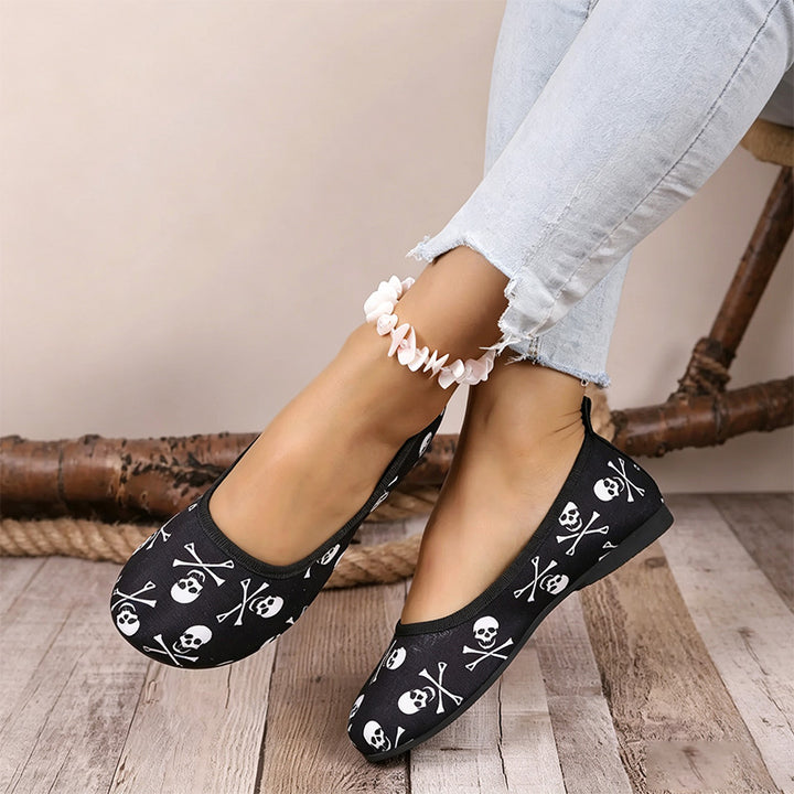 Halloween Print Round Toe Flats