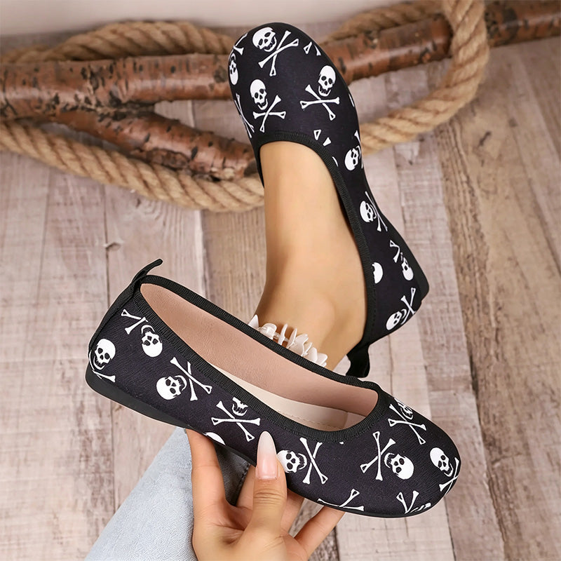 Halloween Print Round Toe Flats
