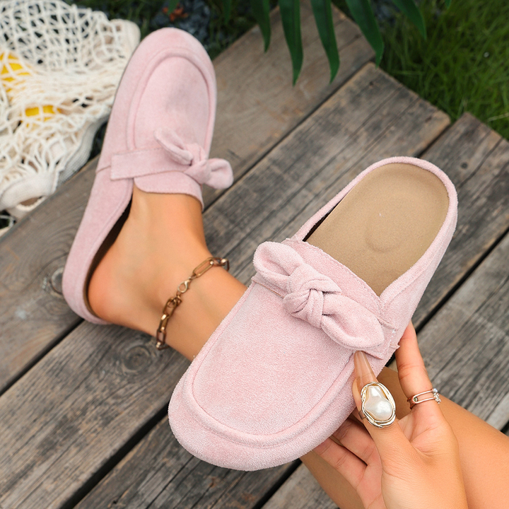 Ladies Stylish Bow Detail Casual Backless Mule Shoes