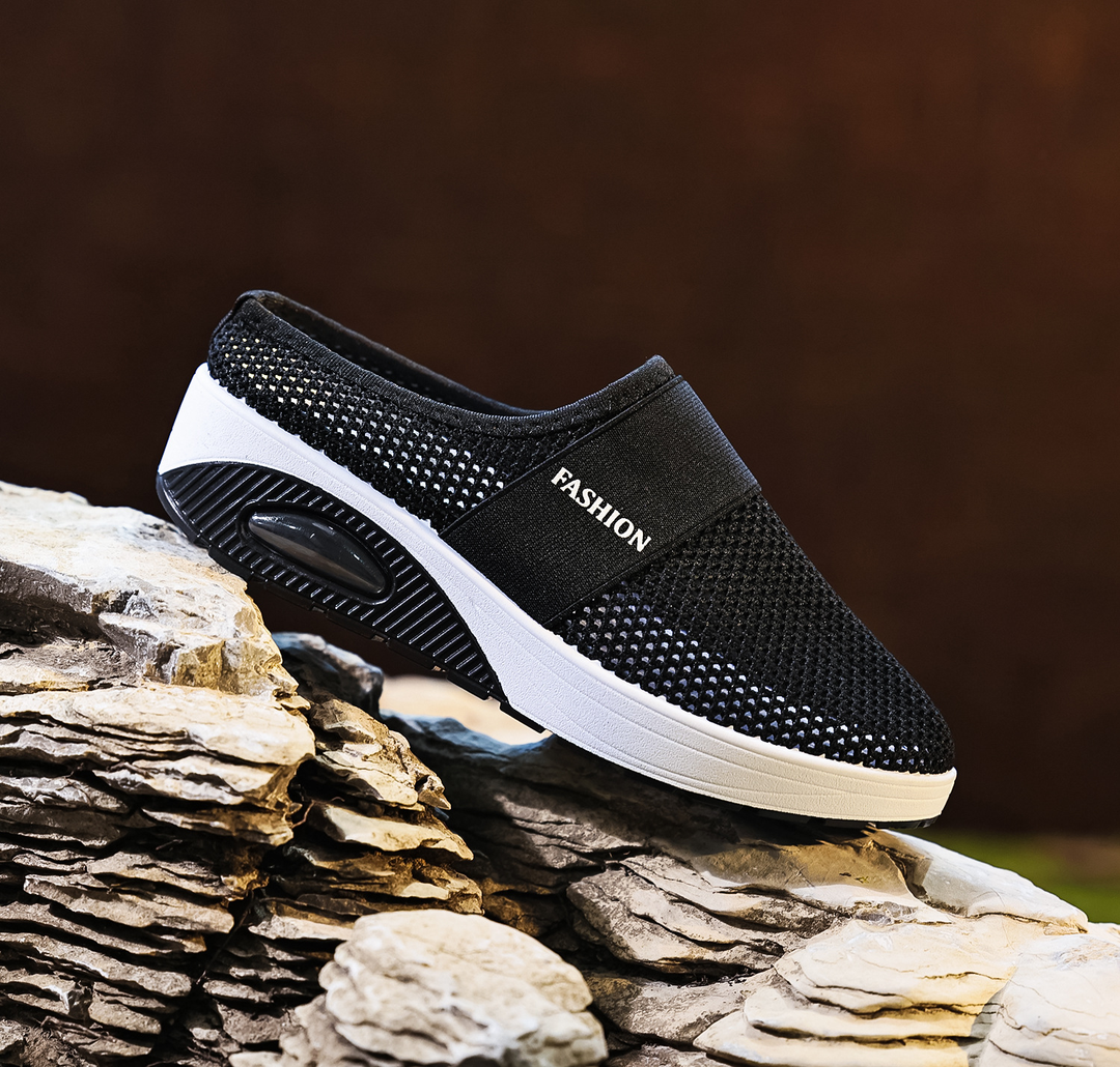 Ladies Breathable Mule Sneakers Air Cushion Slip‑On Walking Shoes