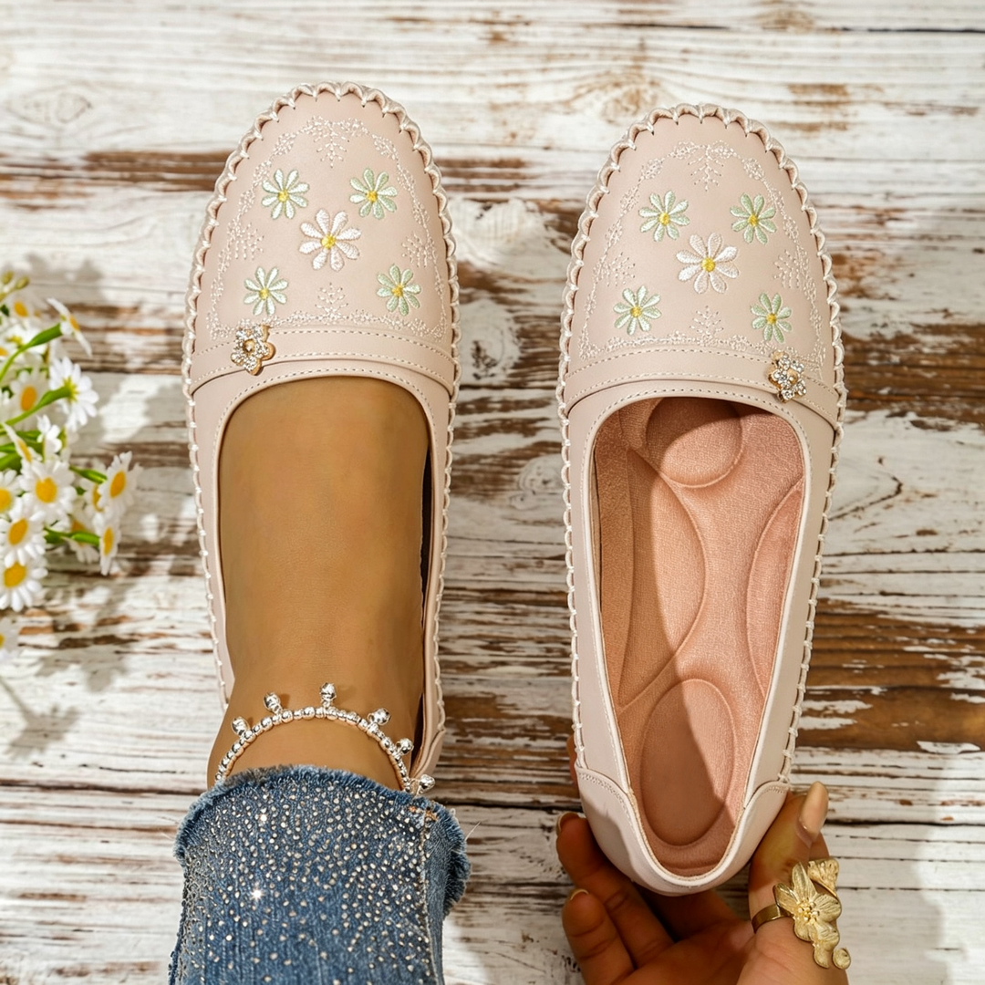 Fioral Embroidered Slip‑On Casual Women Loafers