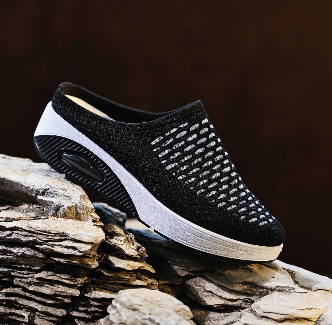 Women Air Cushion Wedge Mule Sneakers Slip‑On Walking Footwear