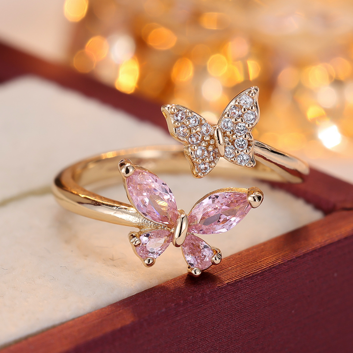 Double Butterfly Open Statement Ring