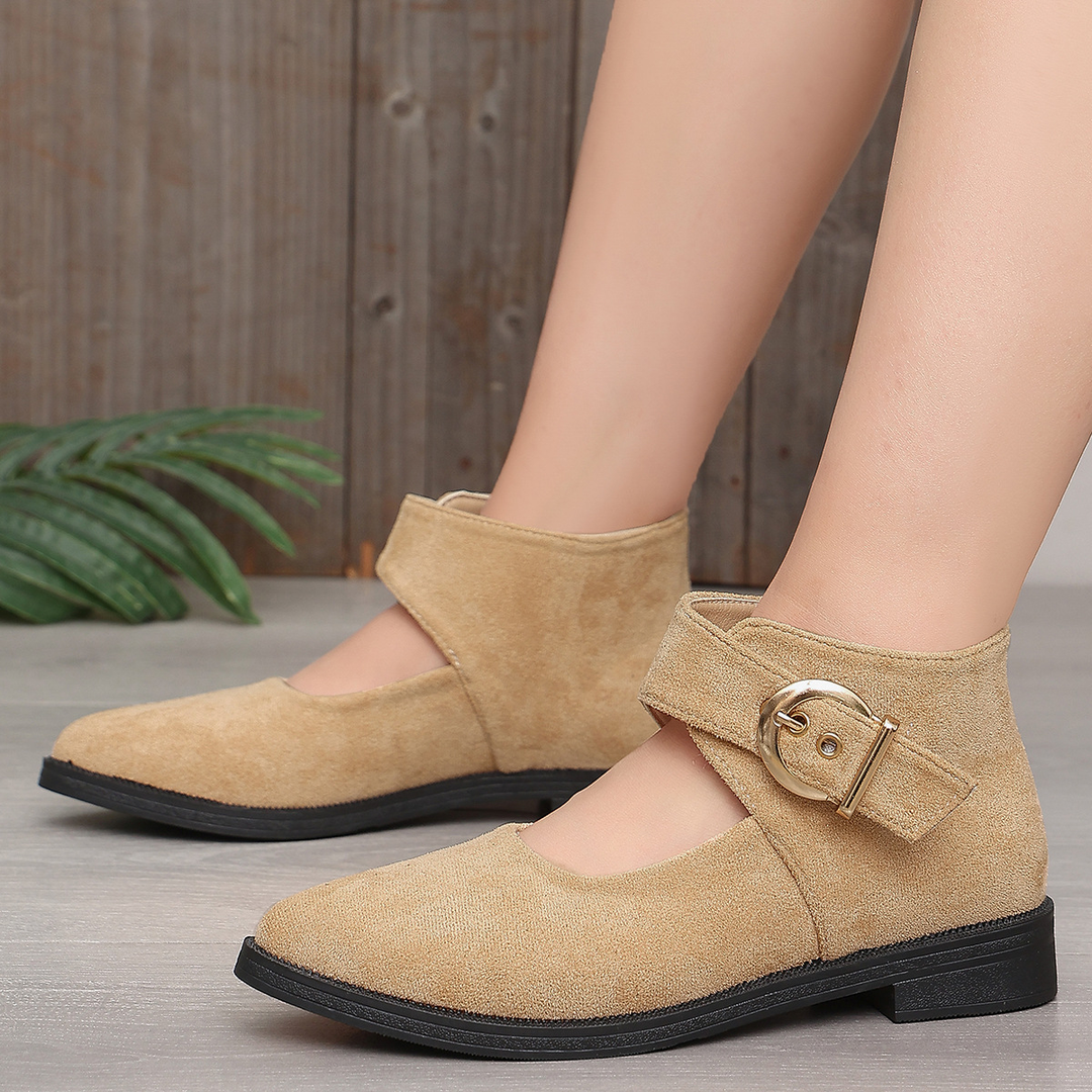 Buckle Strap Mary Jane Flat Ankle Shoes