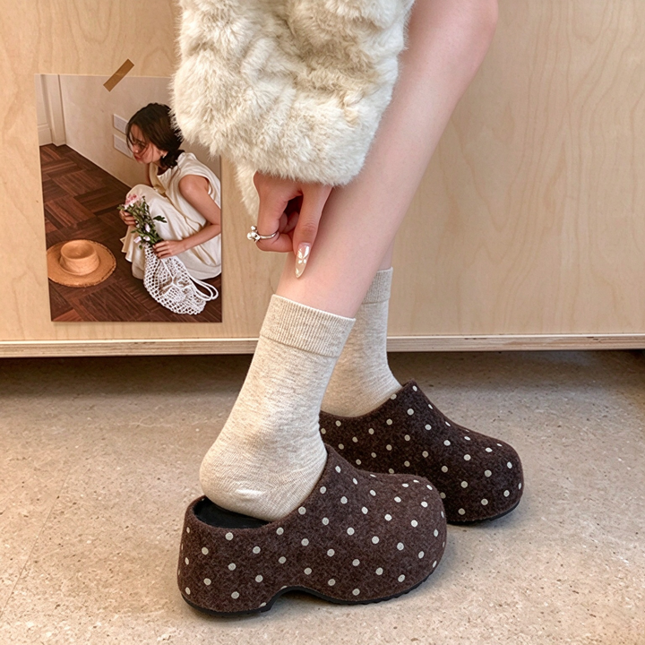 Women Polka Dot Platform Slip On Mule Clogs