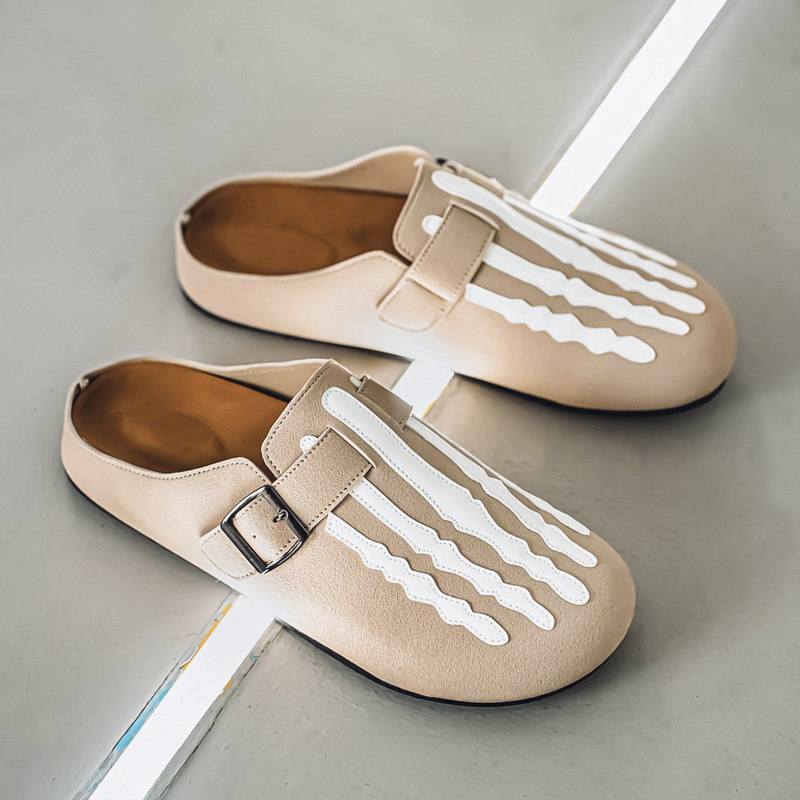 Fashion Skeleton Pattern Adjustable Strap Mules