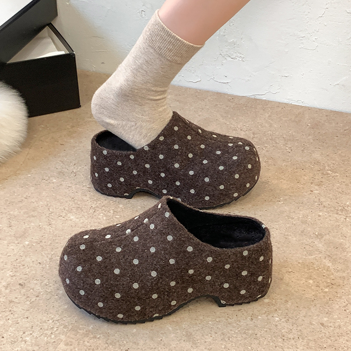 Women Polka Dot Platform Slip On Mule Clogs