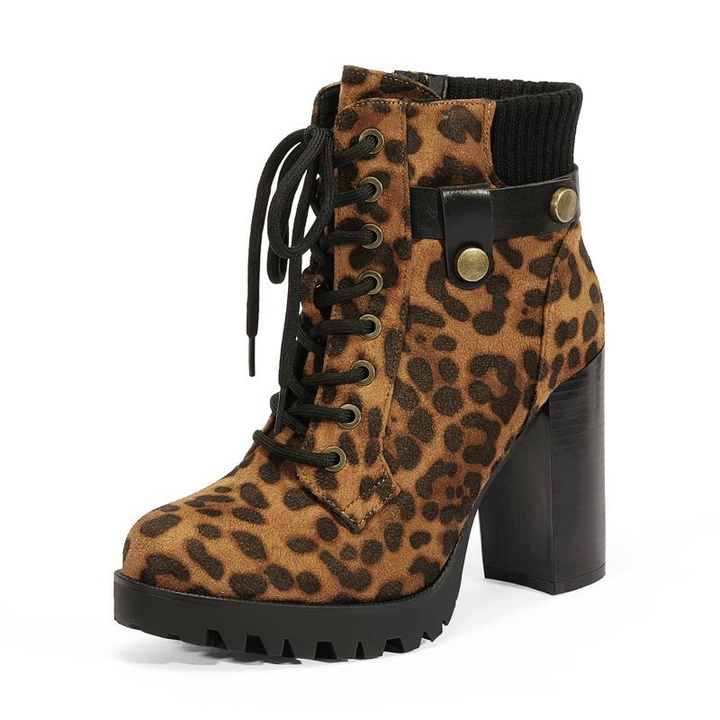 Platform Block Heel Strap Detail Ankle Boot