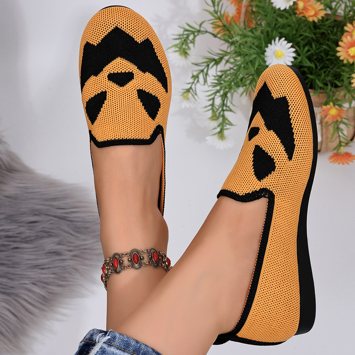 Spooky Pumpkin Knit Slip-On Shoes