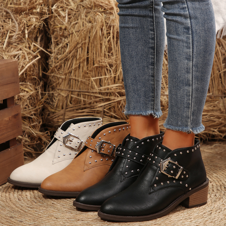 Western Rivet Ankle Boots