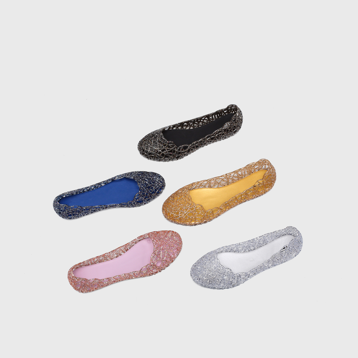 Cutout Glitter Jelly Ballet Flat