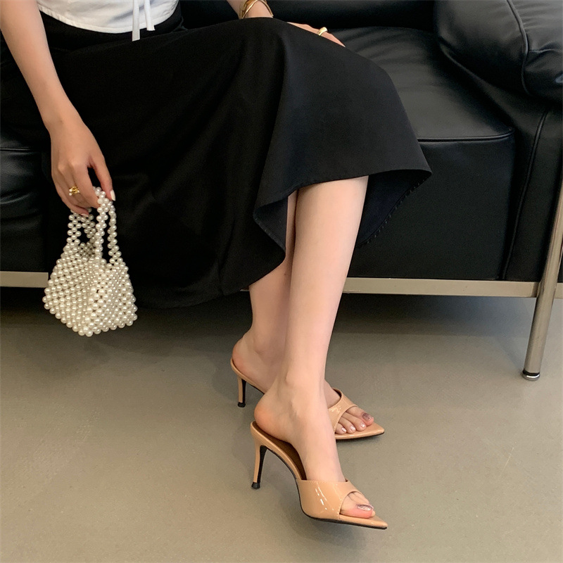 Pointed Stiletto Open Toe Mule Slides