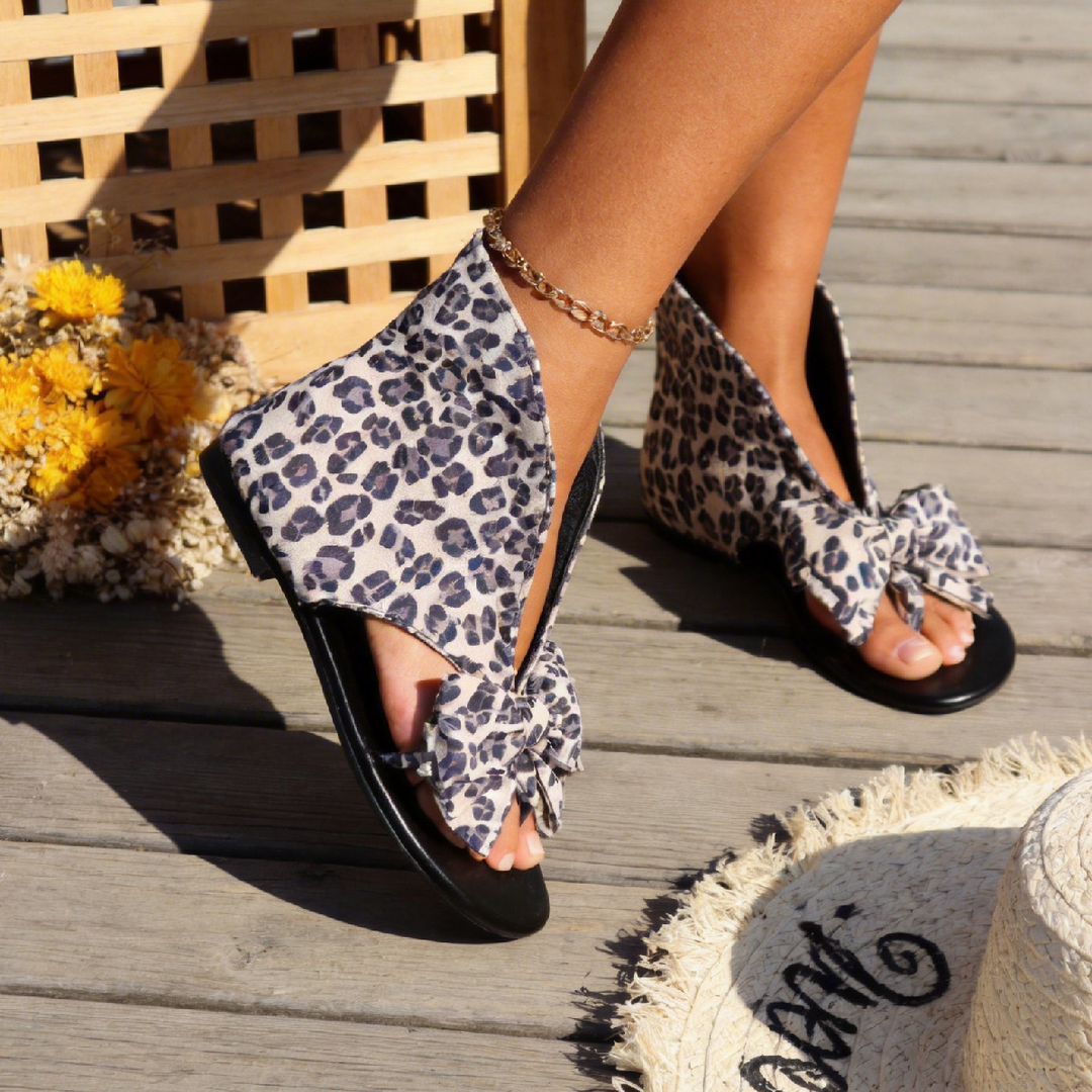 Bow Decor Flip Flop Flat Ankle Sandals