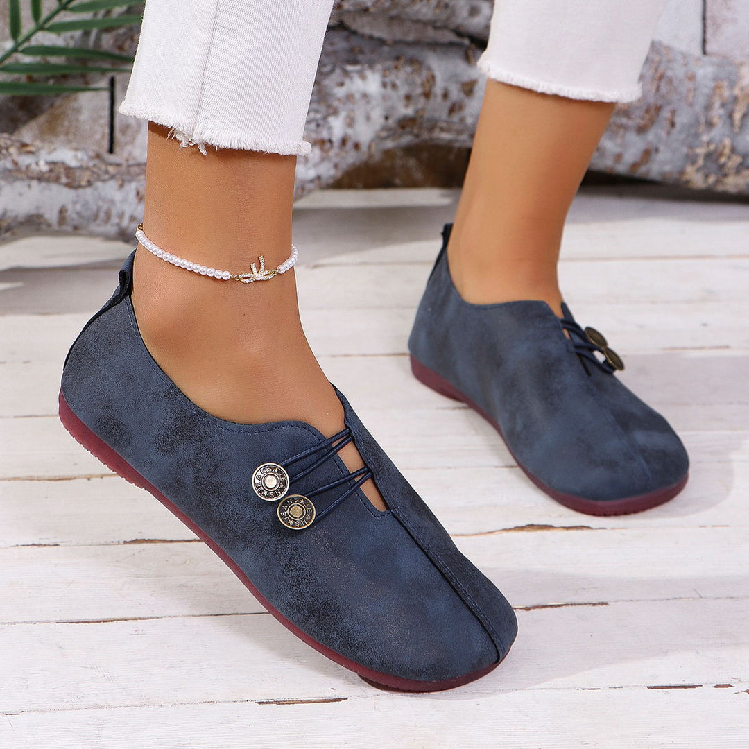 Vintage Square Toe Cutout Slip On Flats