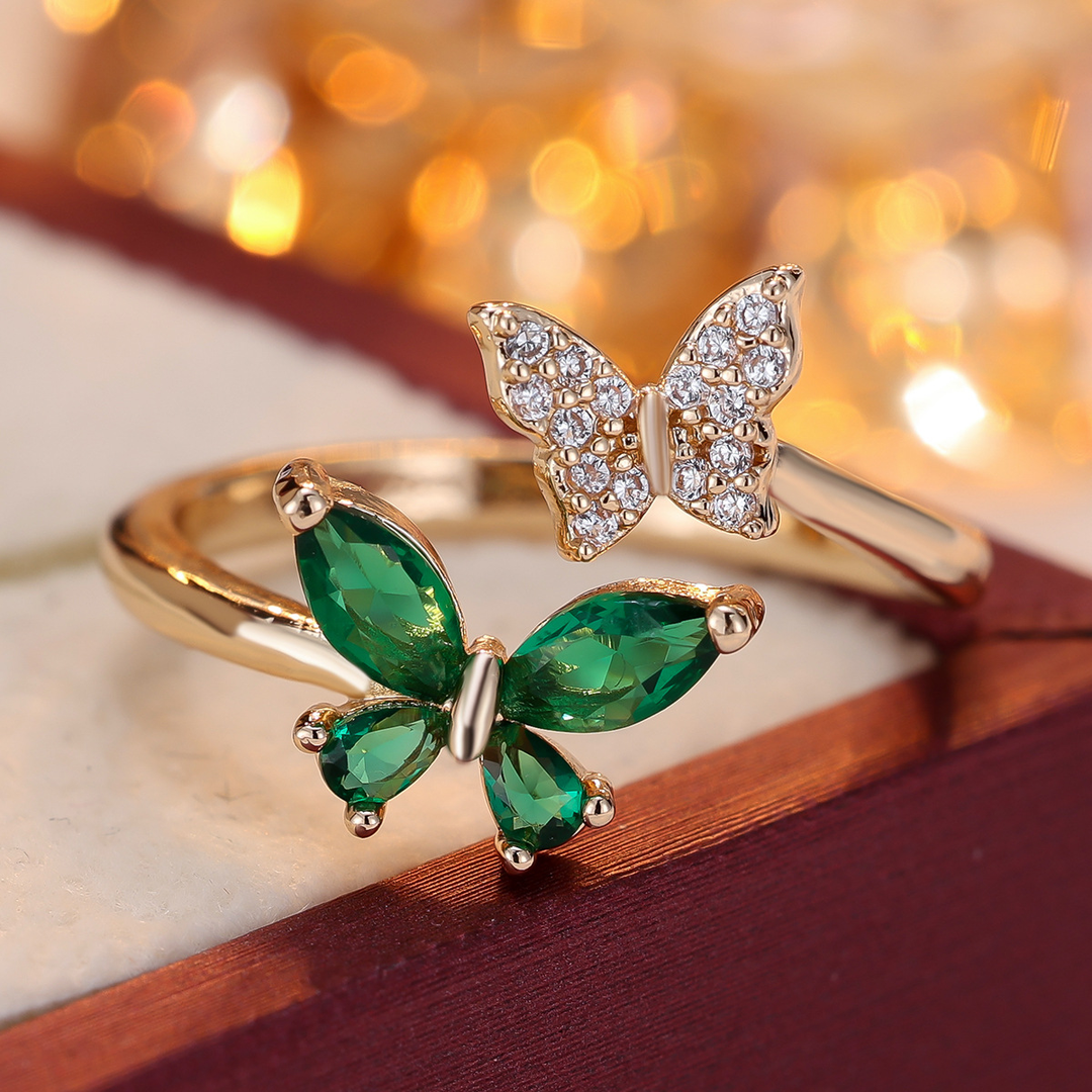 Double Butterfly Open Statement Ring