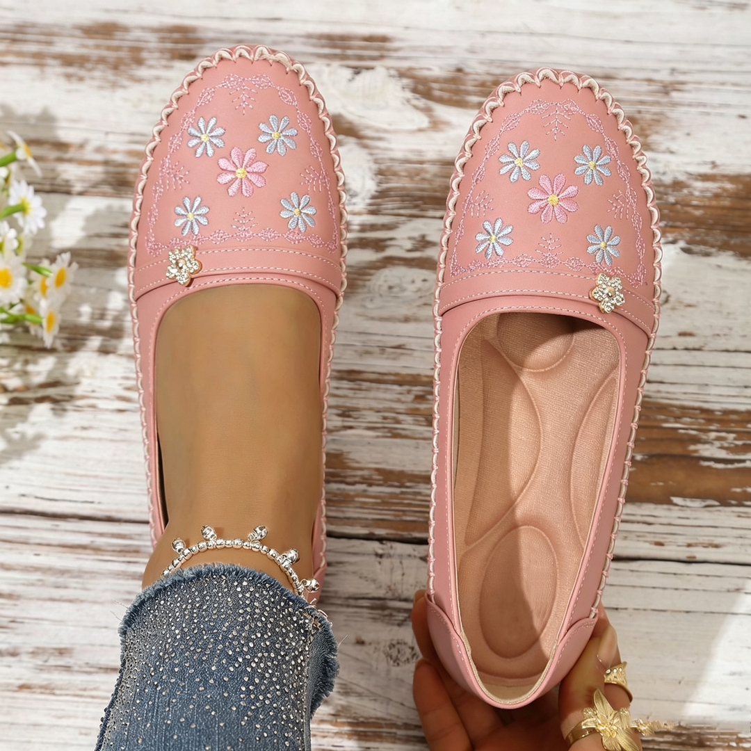 Fioral Embroidered Slip‑On Casual Women Loafers