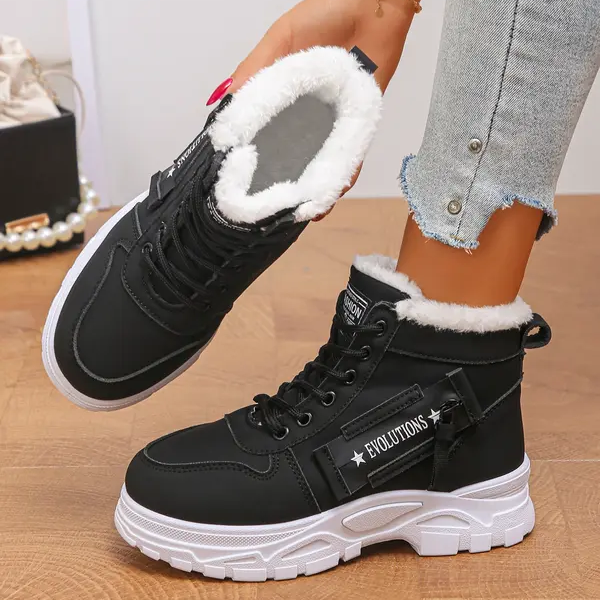 Lace Up Thick Sole Winter Ankle Shoes