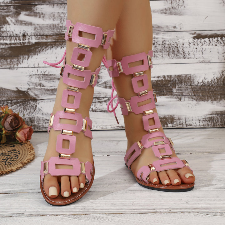 Geometric Buckle Flat Sandals