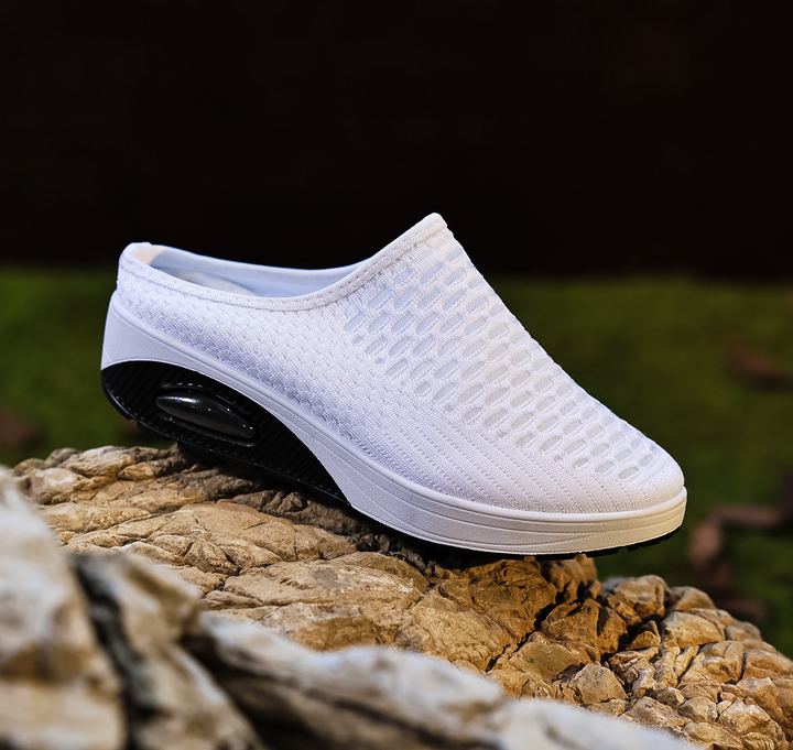 Women Air Cushion Wedge Mule Sneakers Slip‑On Walking Footwear