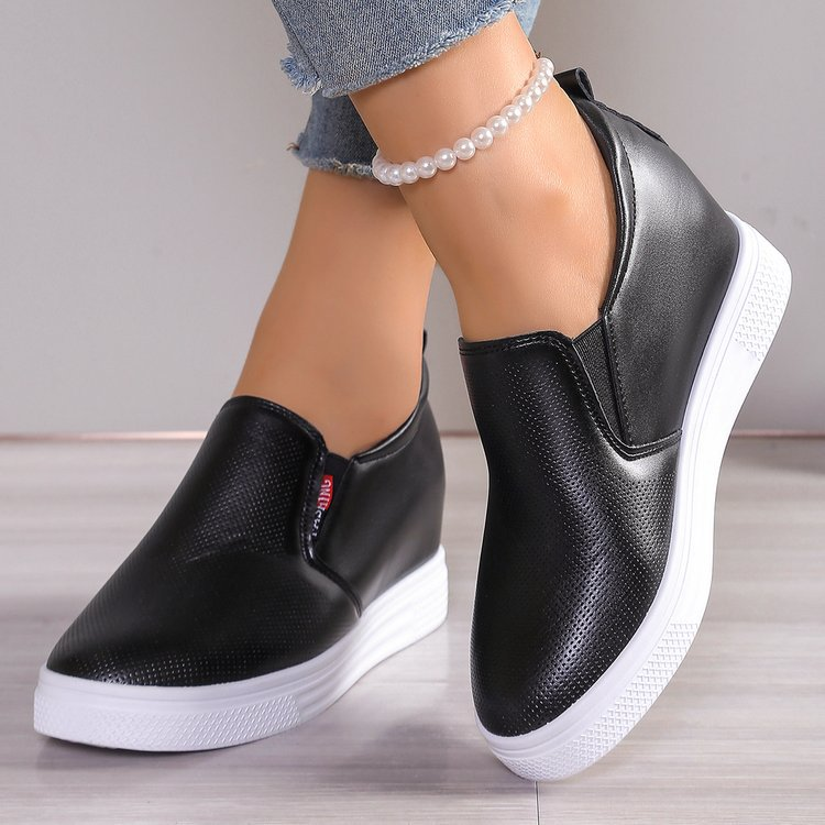 Woomen Slip‑On Hidden Wedge Casual Platform Sneakers