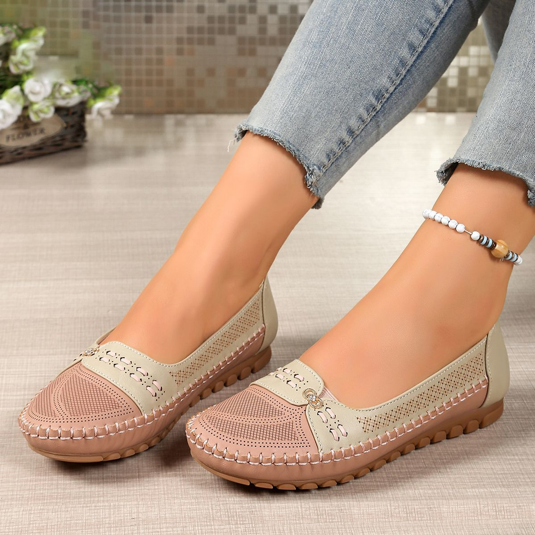 Women Stitched Patchwork Comfort Loafer Flats
