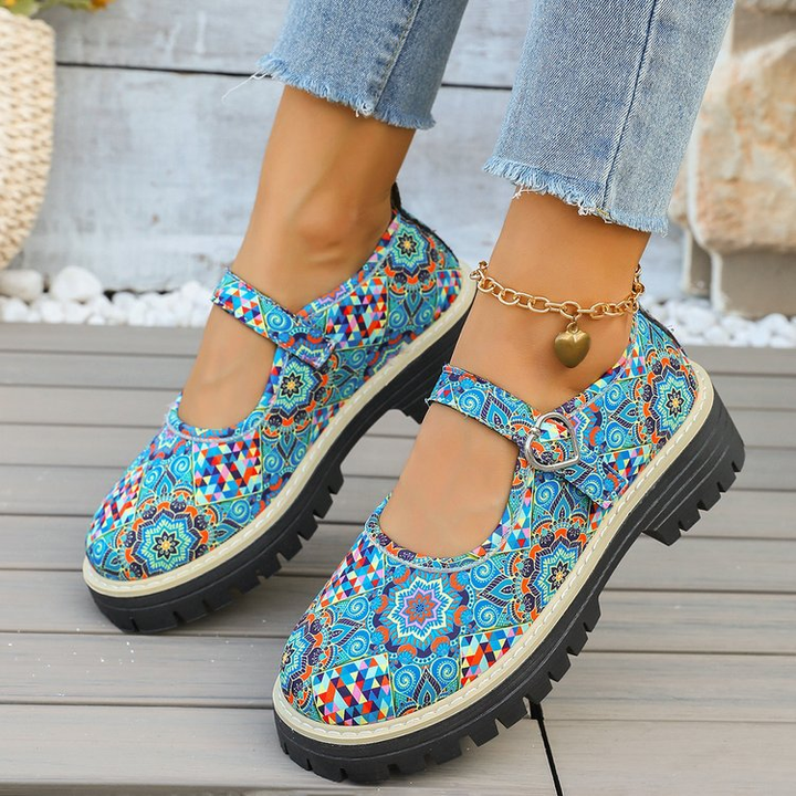 Bohemian Print Mary Jane Platform Shoes