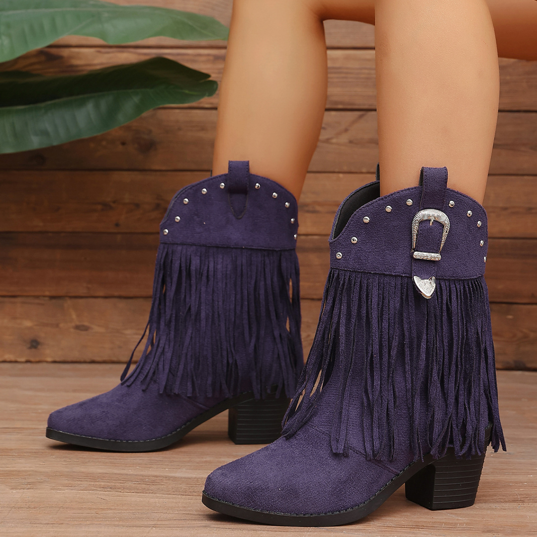 Vintage Stud Fringe Cowgirl Boots