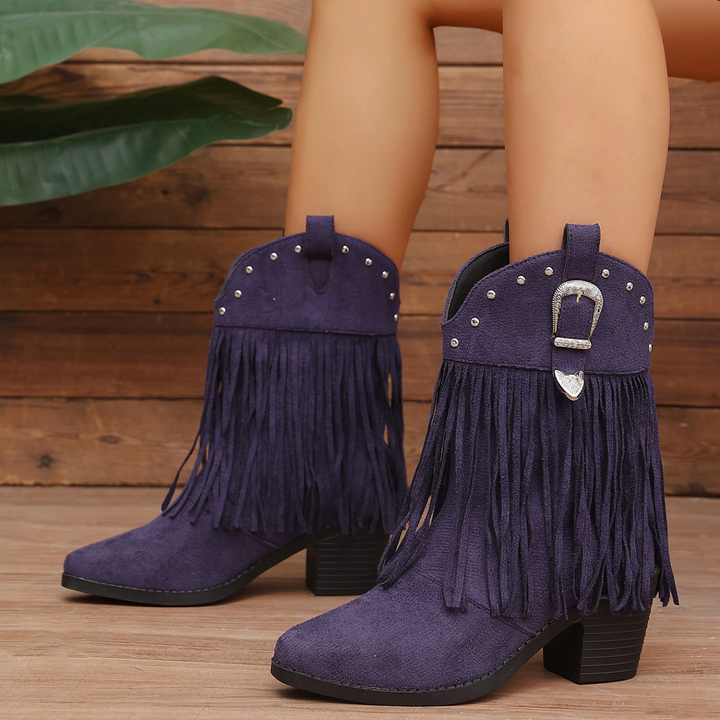 Vintage Stud Fringe Cowgirl Boots
