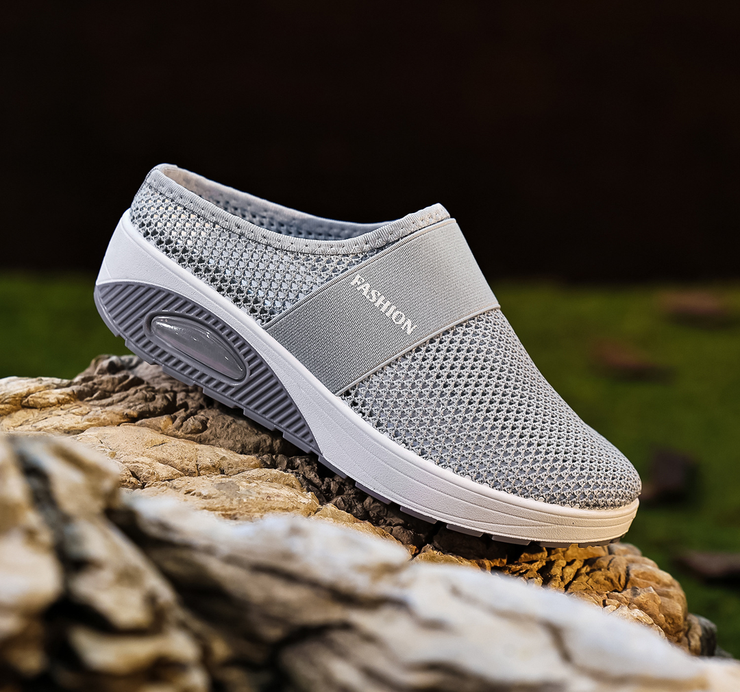 Ladies Breathable Mule Sneakers Air Cushion Slip‑On Walking Shoes