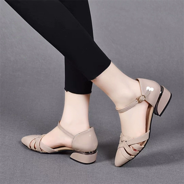 Cutout Point Toe Block Heel Mary Janes