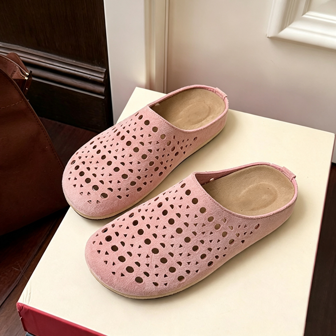 Casual Hollow Out Round Toe Flat Mules