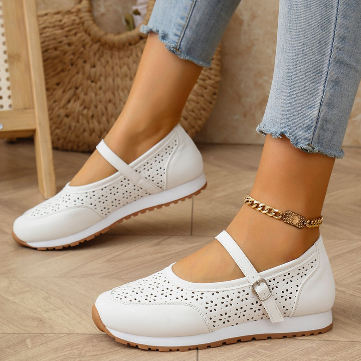 Ladies Hollow‑Out Mary Jane Lightweight Walking Flats