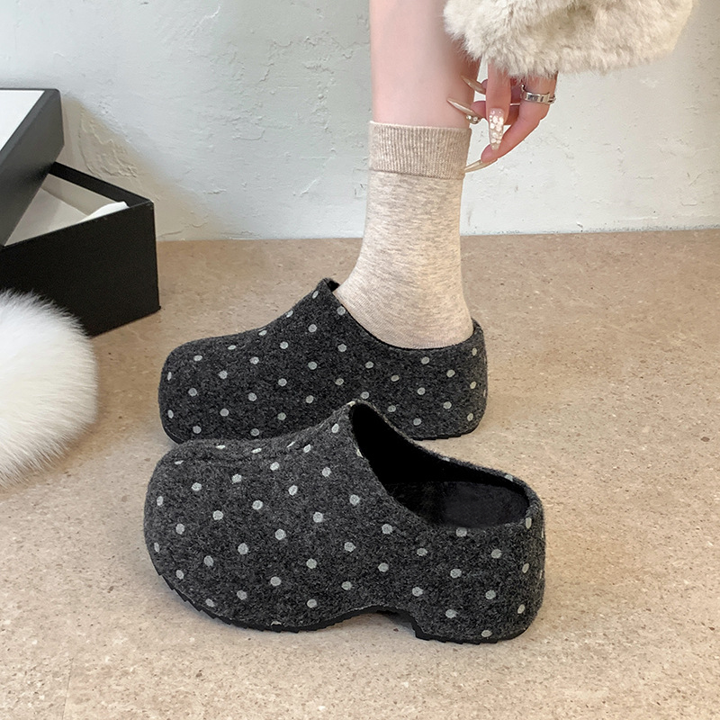 Women Polka Dot Platform Slip On Mule Clogs