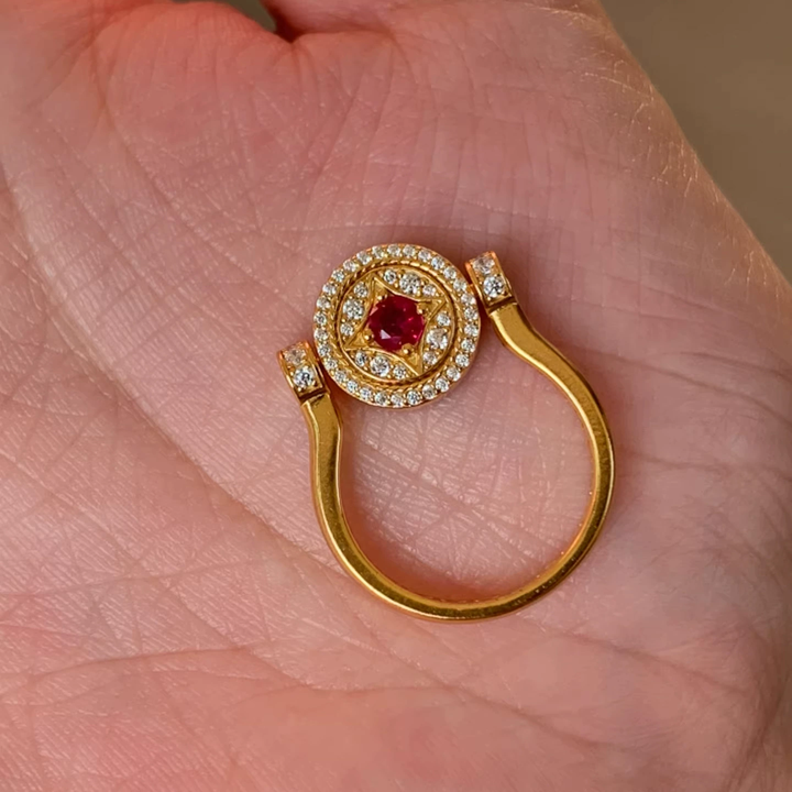 Vintage Two-sided Rotating Gemstone Flip Ring