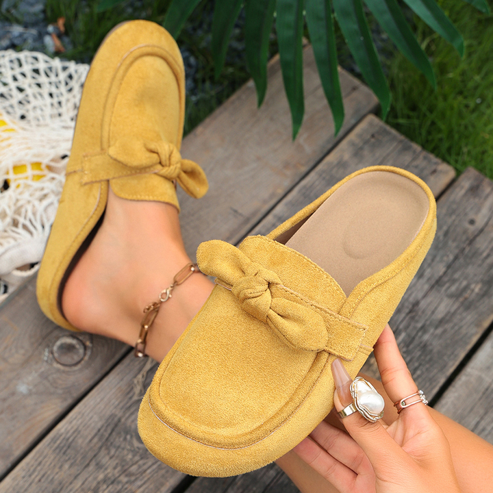 Ladies Stylish Bow Detail Casual Backless Mule Shoes