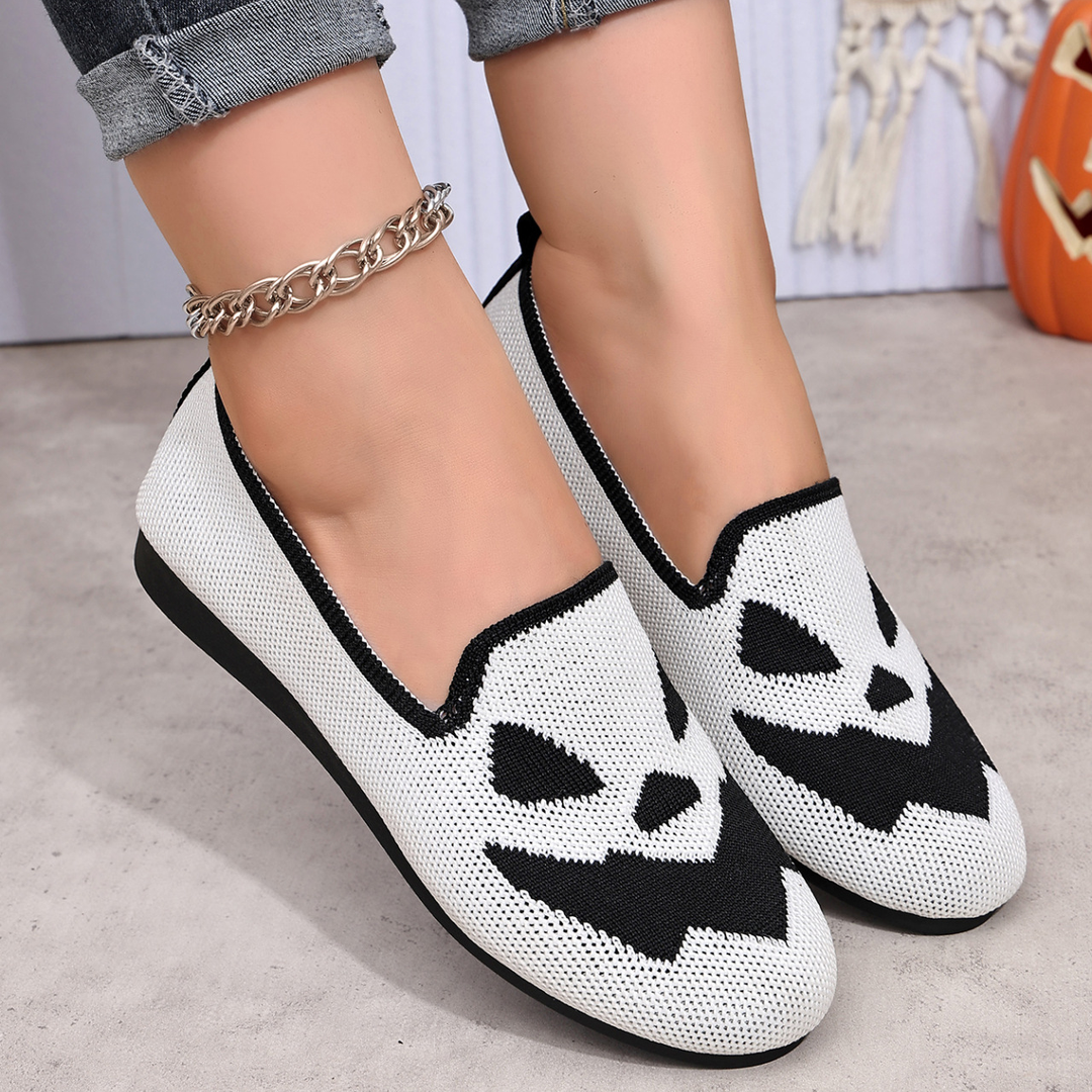 Spooky Pumpkin Knit Slip-On Shoes