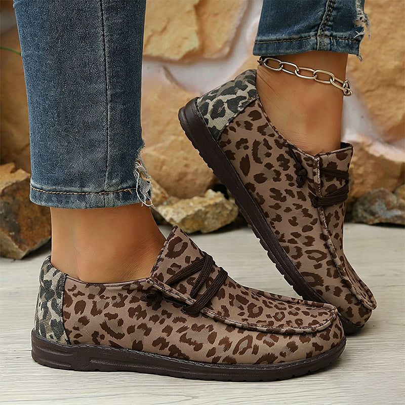 Leopard Canvas Slip On Shoes