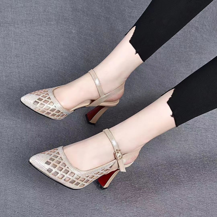 Point Mesh Strap High Heels